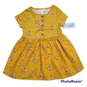 New Cat&Jack Girl's Short Sleeve Floral Yellow Button Front Dress